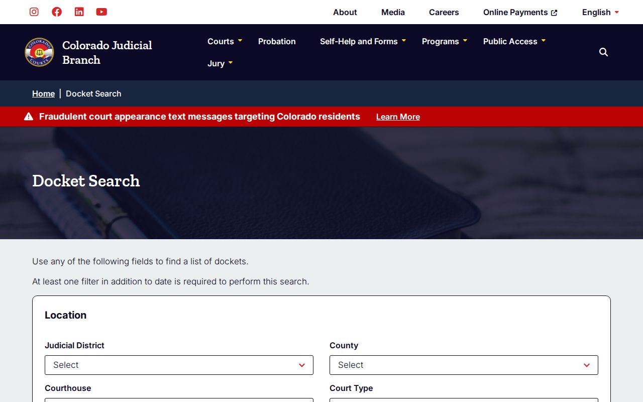 Kit Carson County warrant search docket controls