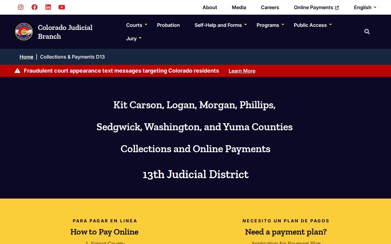 Kit Carson County bench warrant collections payment route