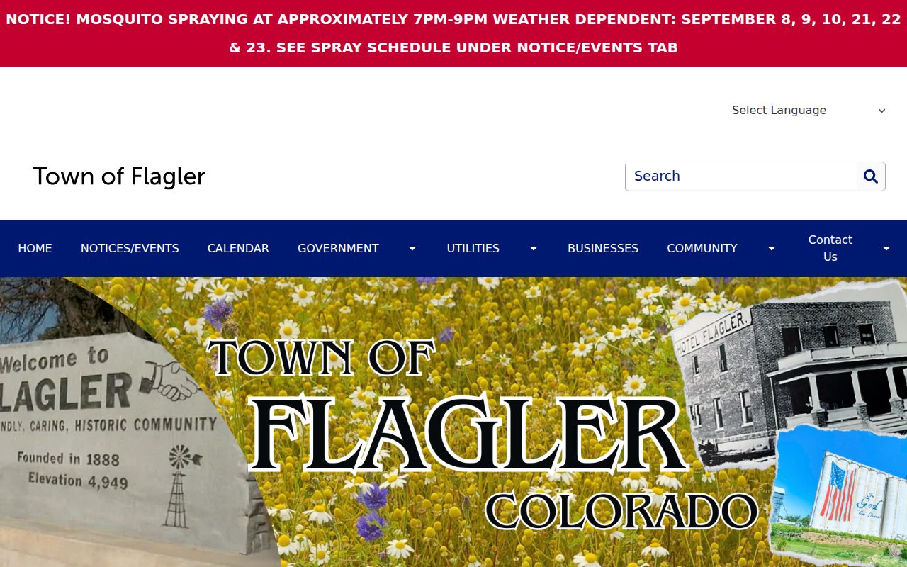 Official Flagler Town Hall page used to route Flagler warrant record questions